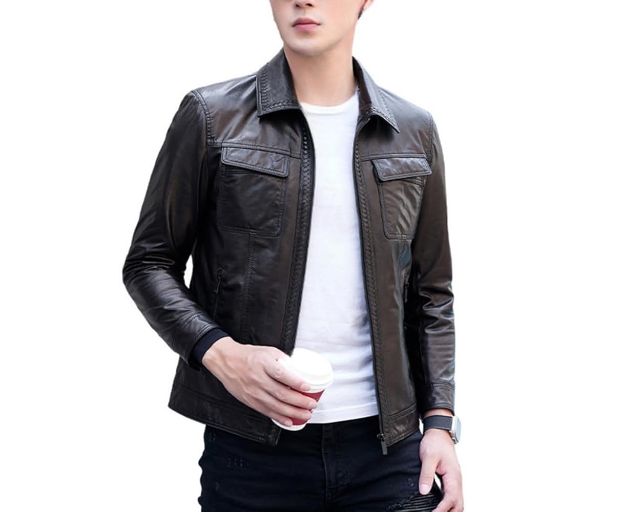 Amazon | [JINLUN] 革ジャン ラムレザー メンズ レザー